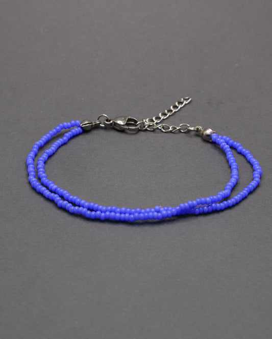 Pulseira Dupla de Missangas Azul Neon
