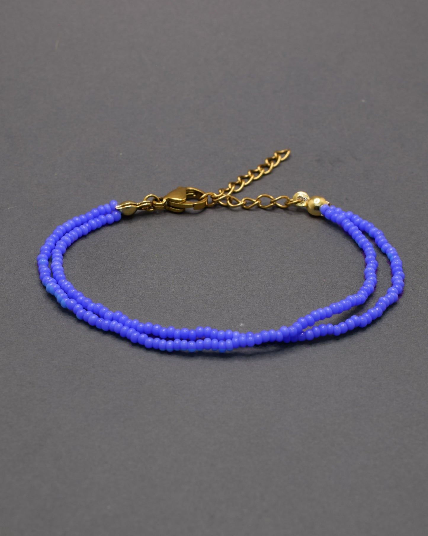 Pulseira Dupla de Missangas Azul Neon