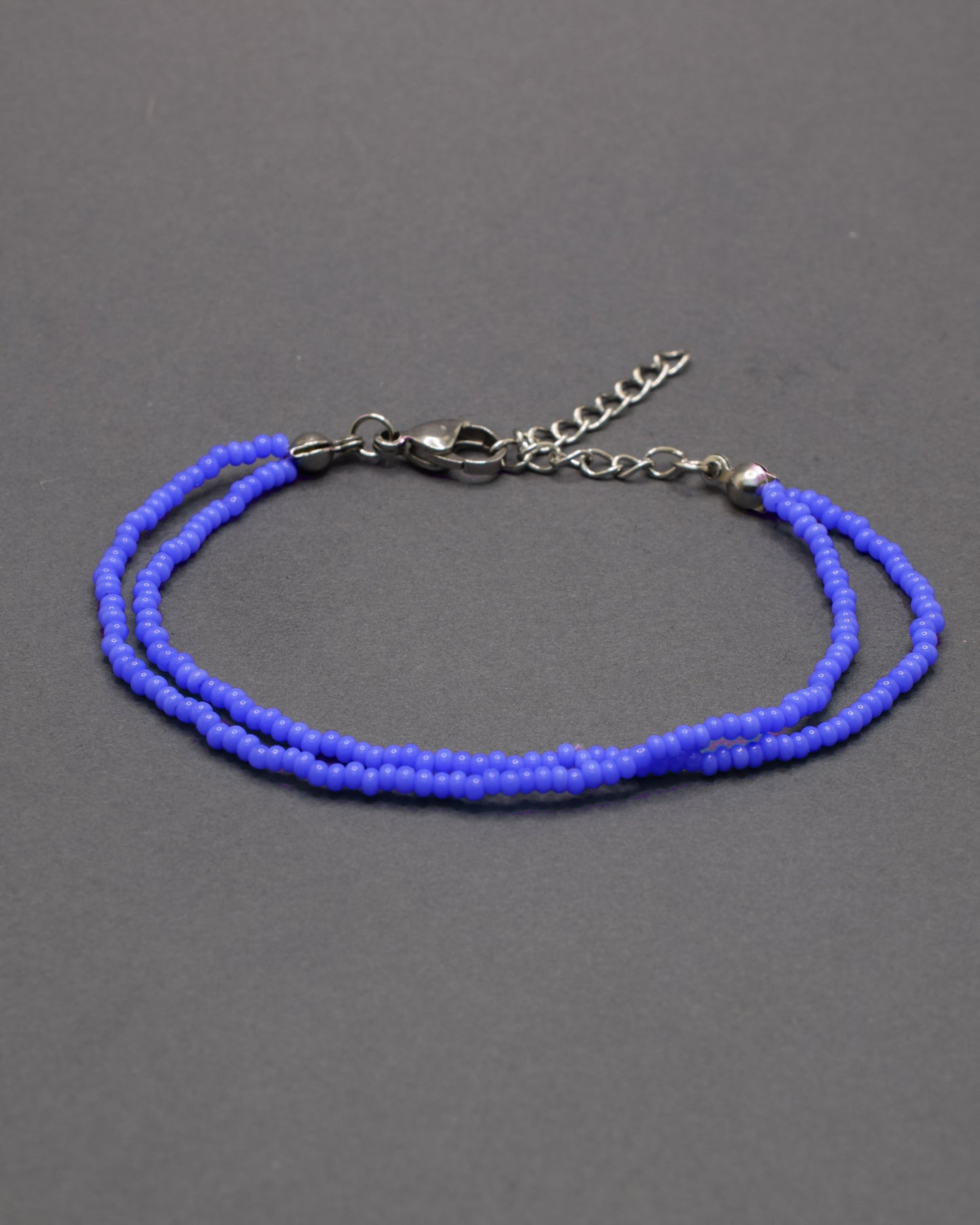 Pulseira Dupla de Missangas Azul Neon
