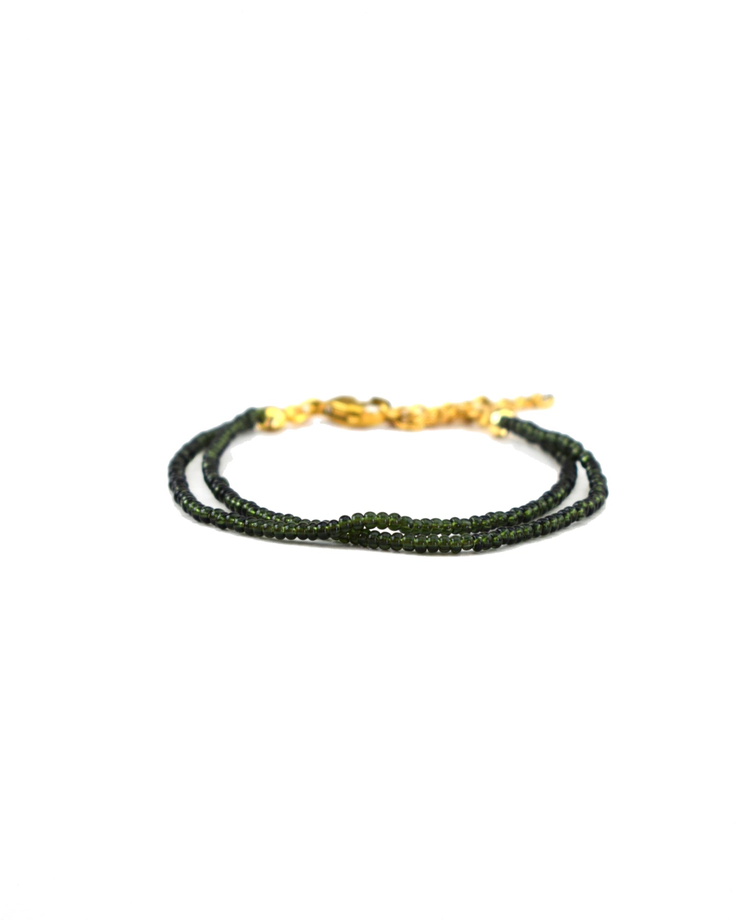 Double Bead Bracelet Dark Green Transparent